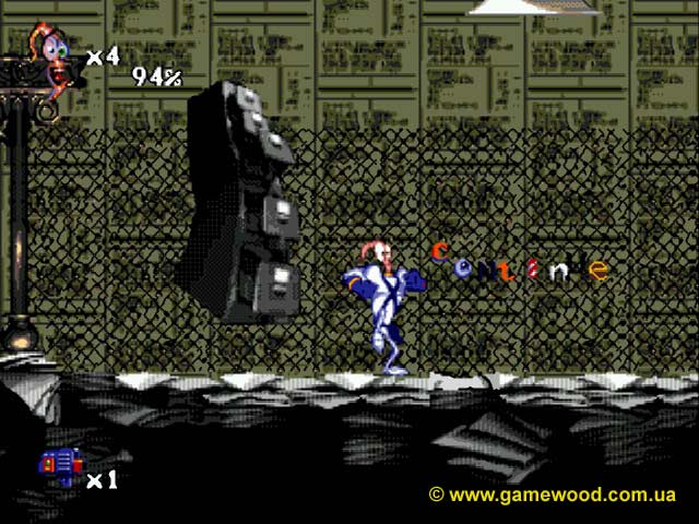 Скриншот игры Earthworm Jim 2 («Червяк Джим 2») | Sega Mega Drive 2 (Genesis) | Живой шкаф