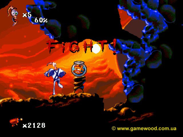 Скриншот игры Earthworm Jim 2 («Червяк Джим 2») | Sega Mega Drive 2 (Genesis) | Очень тяжёлый босс