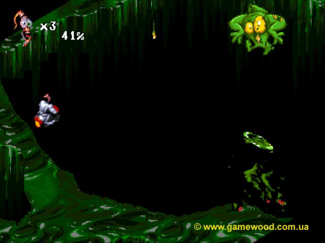 Скриншот игры Earthworm Jim 2 («Червяк Джим 2») | Sega Mega Drive 2 (Genesis) | Майор Сопляк опять облажался