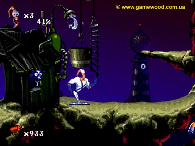 Скриншот игры Earthworm Jim 2 («Червяк Джим 2») | Sega Mega Drive 2 (Genesis) | Корова даёт молоко