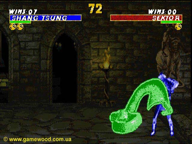 Скриншот игры Mortal Kombat 3 («Смертельный бой 3», «Мортал Комбат 3») | Sega Mega Drive 2 (Genesis) | Превращение в зелёную змею