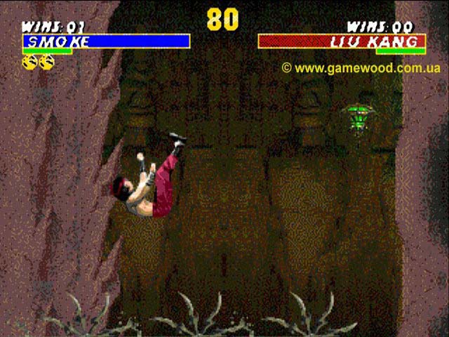 Скриншот игры Mortal Kombat 3 («Смертельный бой 3», «Мортал Комбат 3») | Sega Mega Drive 2 (Genesis) | Улетел в пропасть