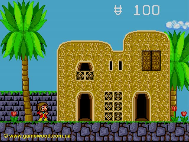 Скриншот игры Alex Kidd in the Enchanted Castle (Alex Kidd: Cheongong Maseong, Alex Kidd: Tenkuu Mashiro) | Sega Mega Drive 2 (Genesis) | Путешествие только начинается